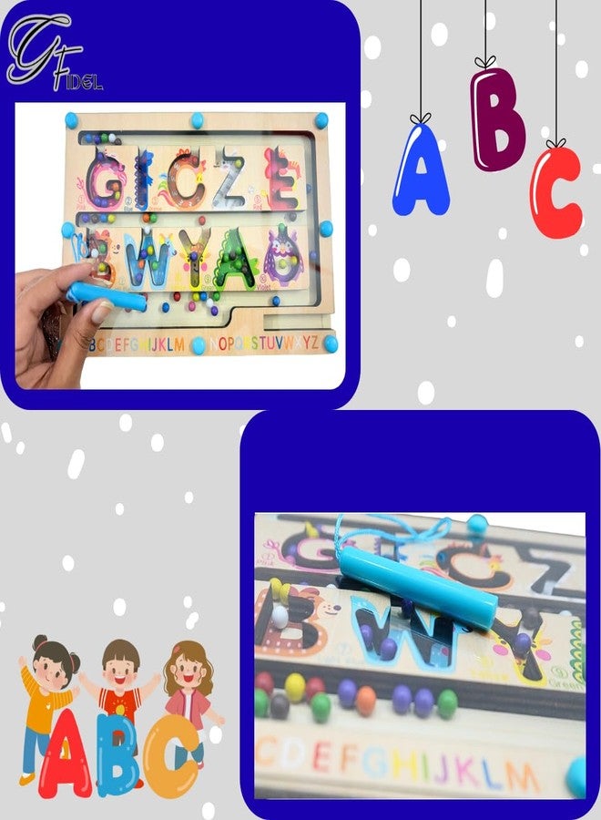 G.FIDEL Magnetic Bead Maze | Color Sorting |Counting Board | Early Education Puzzle Board | Cognitive Rainbow Beads,Wooden Magnetic Color Maze with Stick Inside for Kids Fun&Play - Image 2